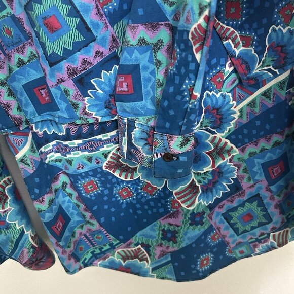 Vintage 90s Western Turquoise Southwest Aztec Shirt Sz XL Cowgirl Rodeo Artsy - Picture 9 of 12
